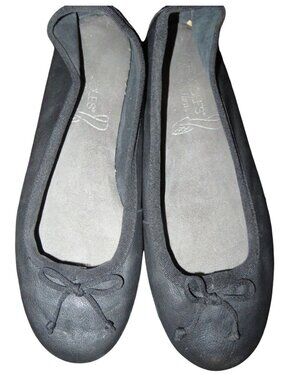 BOGO Aerosoles Black Leather Ballet Flats Comfort Footbed Antifatigue Bow 8.5